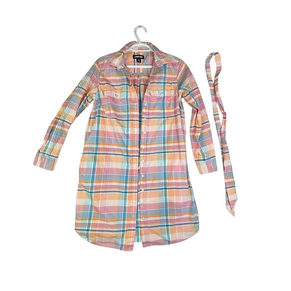 Lands End XS Button Down Plaid Dress
